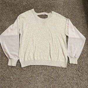 Heartloom Beige Knit Top with Sheer Sleeves size S